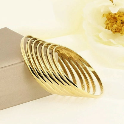 Glossy 18K Gold Plated Stainless Steel Bangle for Women