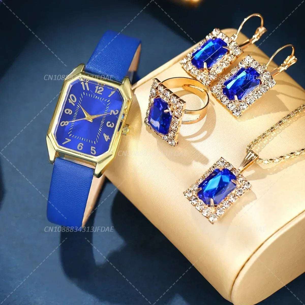 Luxury Fashion Square Women's Watches Brand Ladies Quartz Wristwatch Classic Simple Femme Blue Leather Band