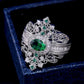2025 New Luxury High End Party Women's Ring Bright Green Oval Crystal Noble  Retro Style Accessories Gorgeous Gift