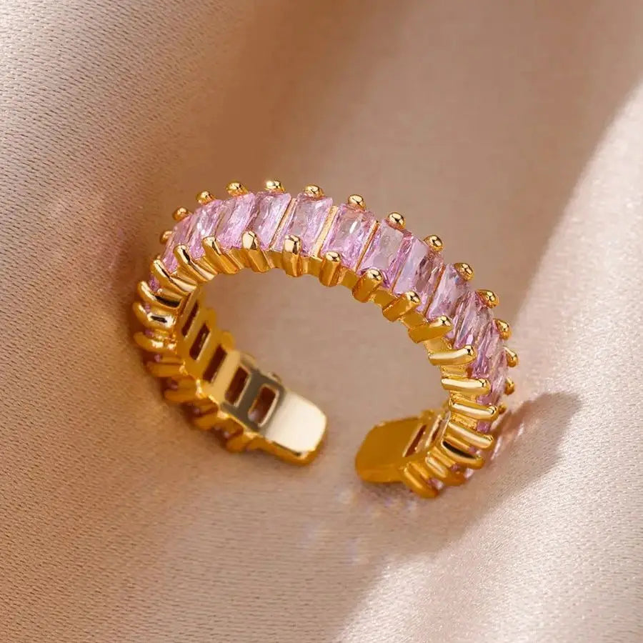 Delicate Colorful Zircon Rings for Women New In Gold Color Wedding Ring Aesthetic Fashion Jewelry Gift anillos mujer