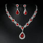 3PC Women's Trendy Copper Claw Chain Series Water Drop Gem Necklace Earrings Jewelry Set Wedding Banquet Party Holiday Gift