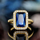 2025 New Blue Cube Zircon Attends Banquet Ring Fashionable, Elegant, High End Women's Bridal Luxury Inlaid Jewelry Accessories