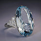 2025 New Fashion Sea Blue Cubic Zirconia Women's Wedding Ring Luxury Engagement Party Elegant   Brilliant Jewelry