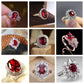 2025 New Elegant Red Corundum Ring with Extra Large Zircon Fashion Party Jewelry Flower Dove Egg Shining First