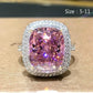 Luxury Fashion Pink Zirconia Engagement/wedding Rings for Women Trendy Sweet and Romantic Anniversary Jewelry Accessories
