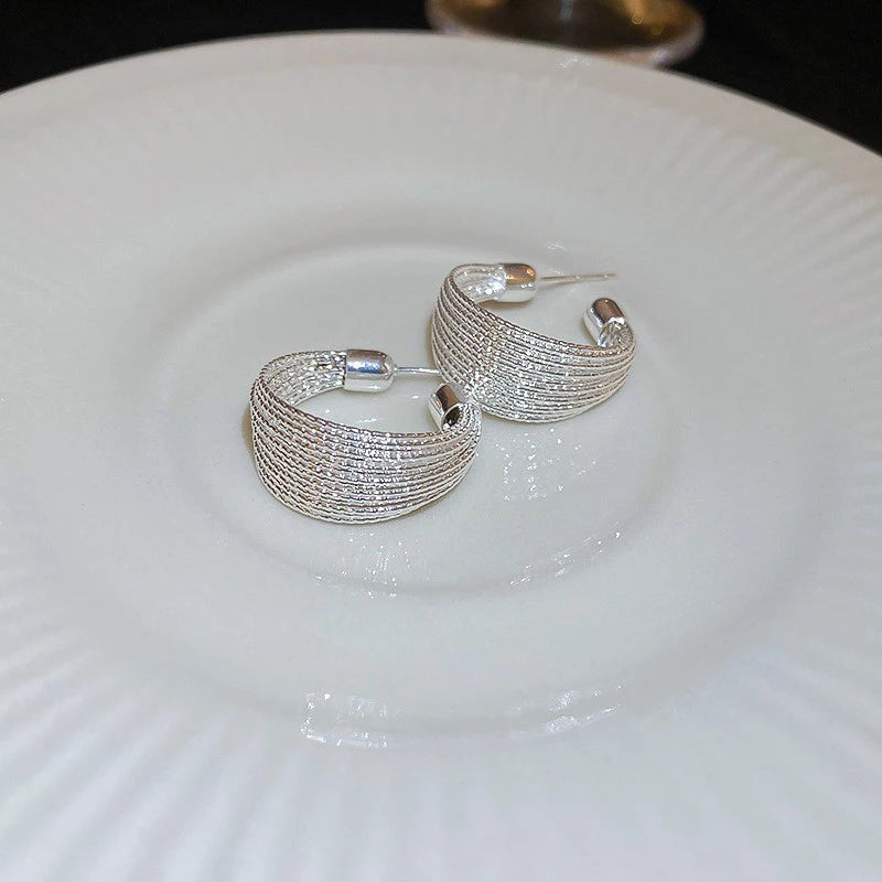 1Pair Exaggerated Design Geometry Multi-layered Lines Big Hoop Earrings For Women Girls Luxury Drop Dangle Earring Jewelry Gifts