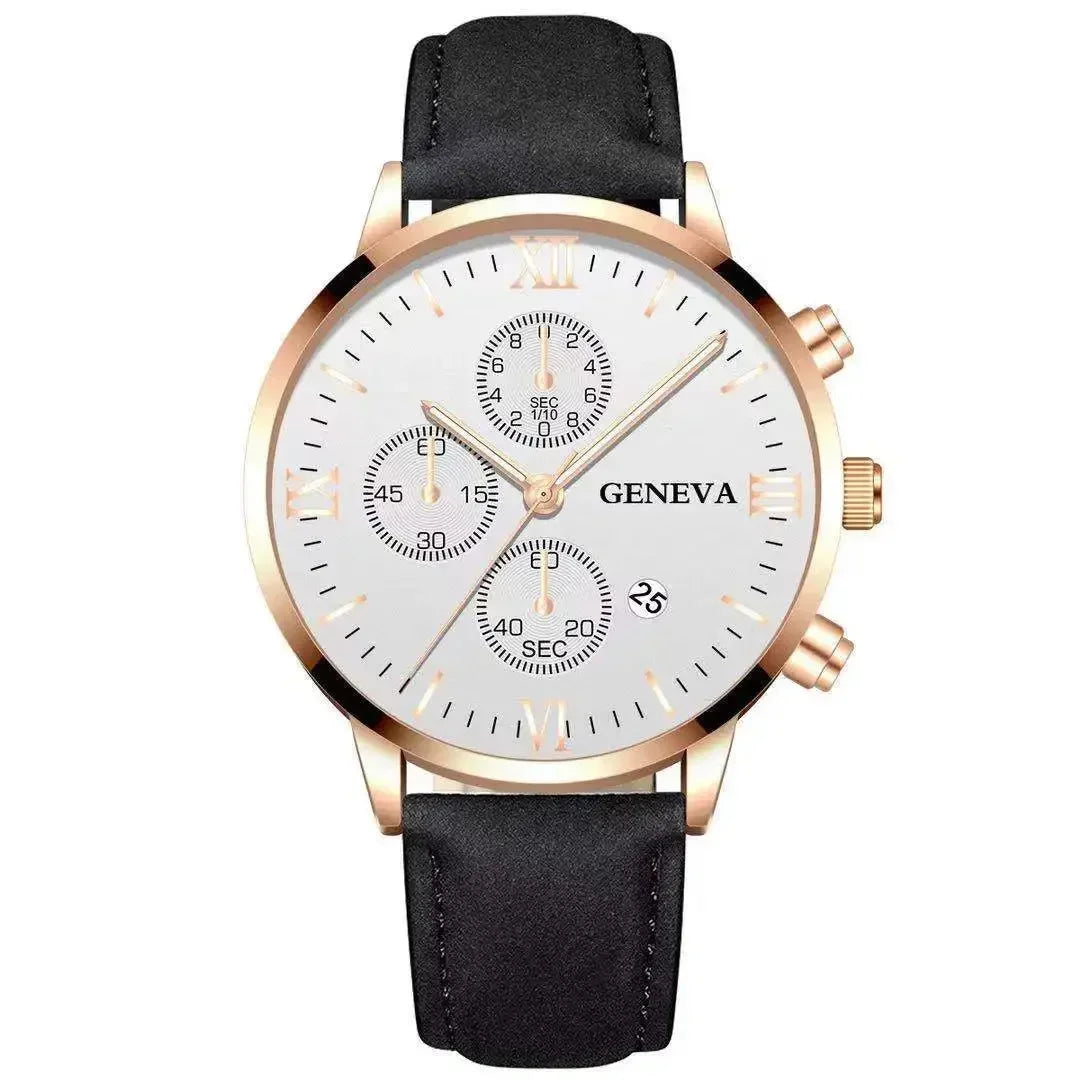 Fashion Geneva Men's Wristwatch Date Alloy Case Leather Analog Quartz Sport Watch Male Clock Top Brand Luxury Relogio Masculino