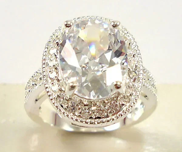 2024 New Luxury Women's Big Black Stone Ring Fashion Silver Zircon Wedding Rings Female Bride Love Engagement