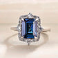 2025 New Blue Cube Zircon Attends Banquet Ring Fashionable, Elegant, High End Women's Bridal Luxury Inlaid Jewelry Accessories