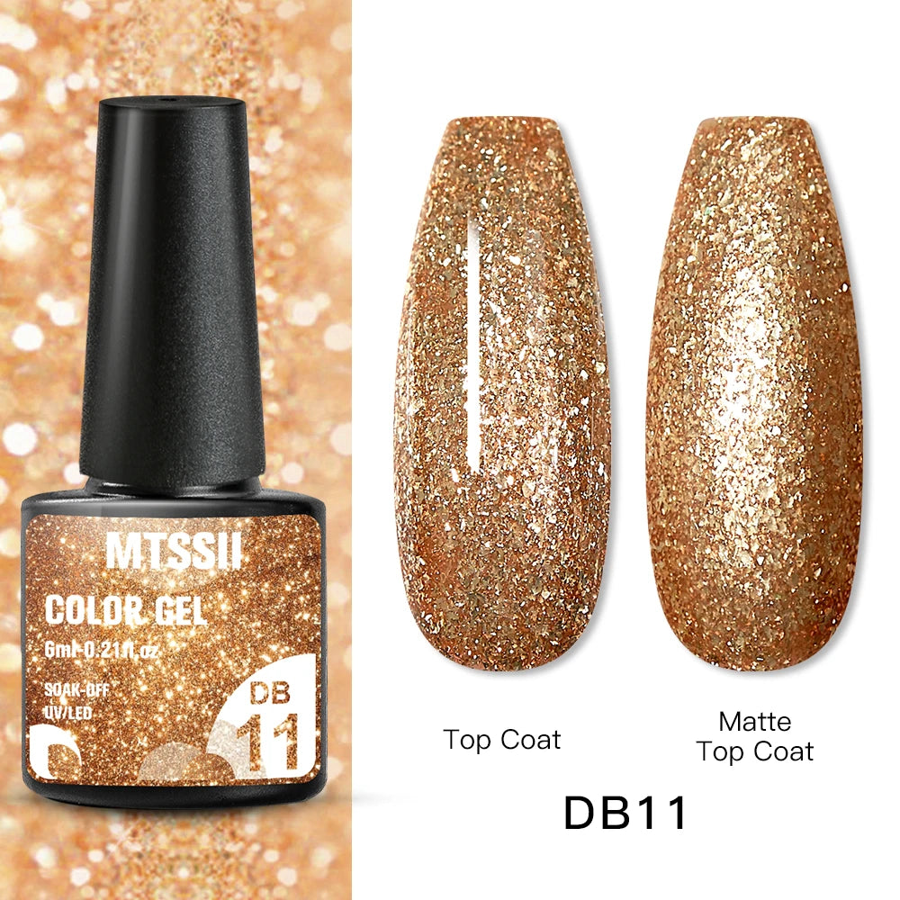 Mtssii 6ML Reflective Gel Nail Polish Shiny 14 Colors Semi-permanent UV Gel varnish Hybrid Nail Polish for Nail Art Manicure