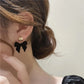 1Pair Vintage Black Flocking Earrings Geometric Bowknot Stud Earrings For Women Fashion With Jewelry Accessories