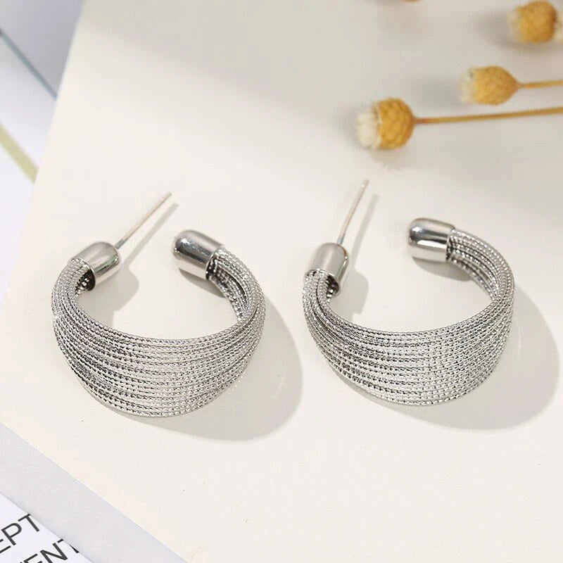 1Pair Exaggerated Design Geometry Multi-layered Lines Big Hoop Earrings For Women Girls Luxury Drop Dangle Earring Jewelry Gifts