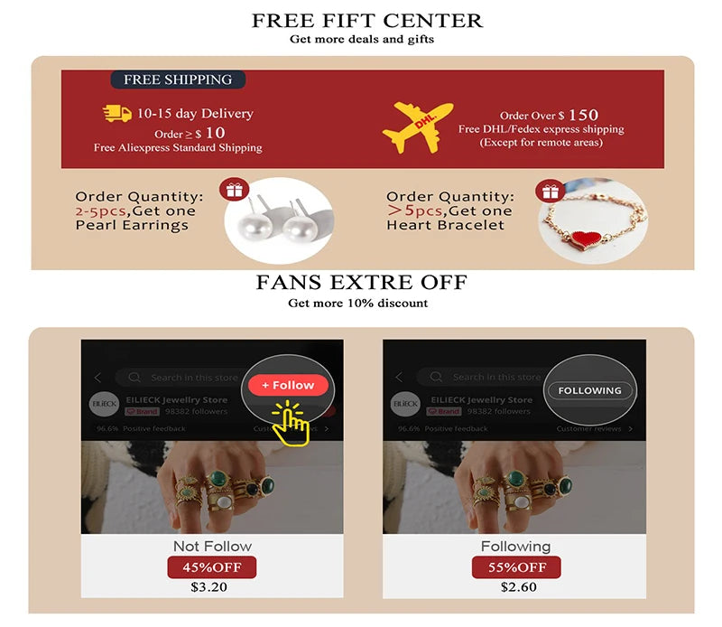 EILIECK New Fashion Stainless Steel Metal Double Heart Necklace Bracelet For Women Fashion Waterproof 3-Color Jewelry Set Gift