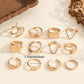 The 12-piece set of metallic-looking smooth rings is perfect for women to wear at daily parties.