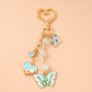 Cute Enamel Flower Butterfly Keychain Women Girls Love Heart Key Ring Pendants Handbag Decor DIY Handmade Jewelry Gifts