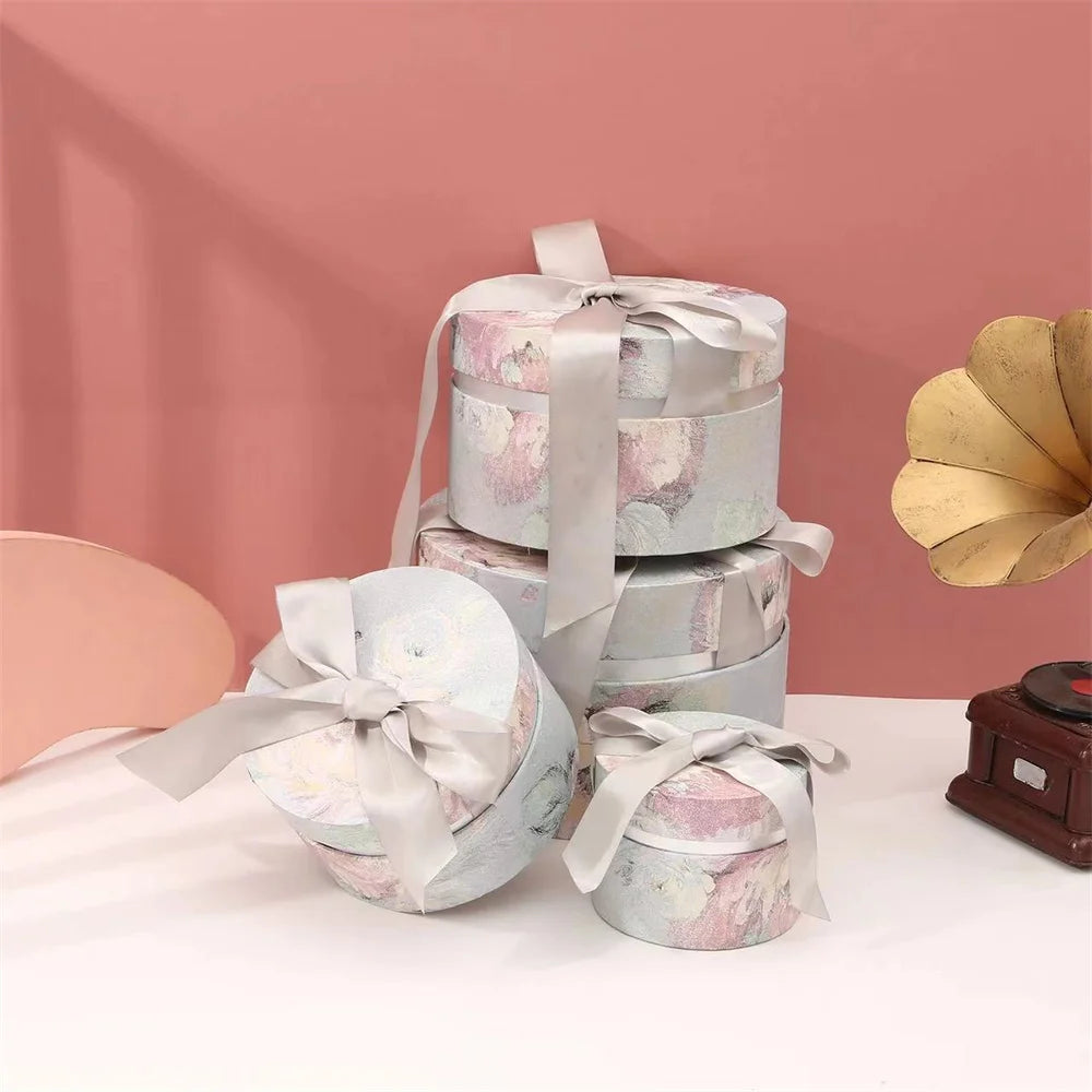 Candy Box With Bow Ribbon Round Gift Packaging Boxes