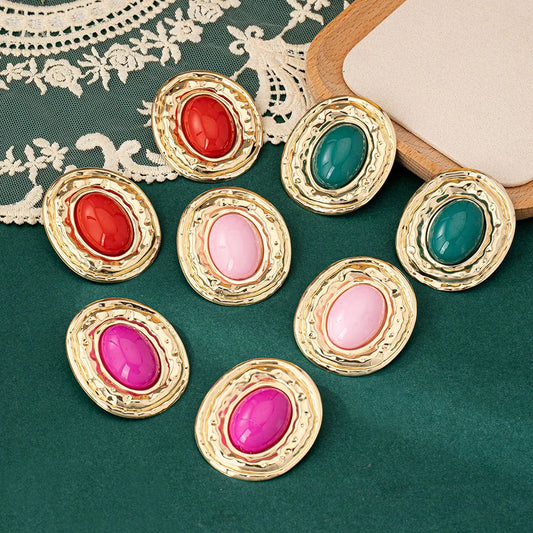 Stud Earrings For Women Round Metal Geometric Ear Accessories Holiday Party Gift Fashion Jewelry CE214