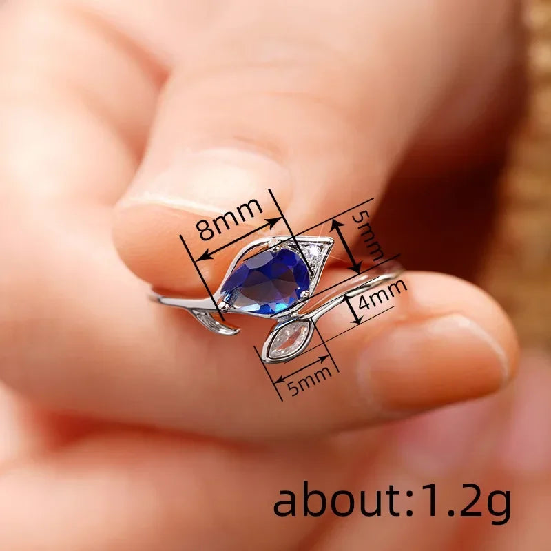 2025 New Blue Cube Zircon Ring Fashionable and Elegant High End Women's Bridal Wedding Luxury Personalized Jewelry Accessories