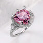 Style Pink Sparkling Zircon Princess Square Engagement Ring for Ladies and Girlfriends Luxury Proposal  Gift Fashion Jewelry