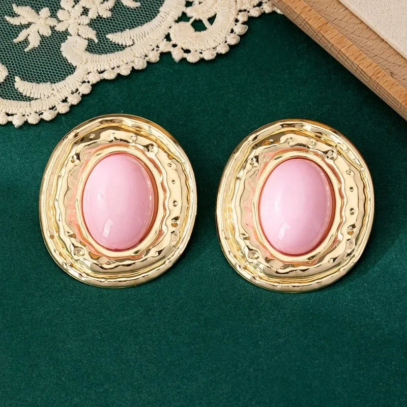 Stud Earrings For Women Round Metal Geometric Ear Accessories Holiday Party Gift Fashion Jewelry CE214