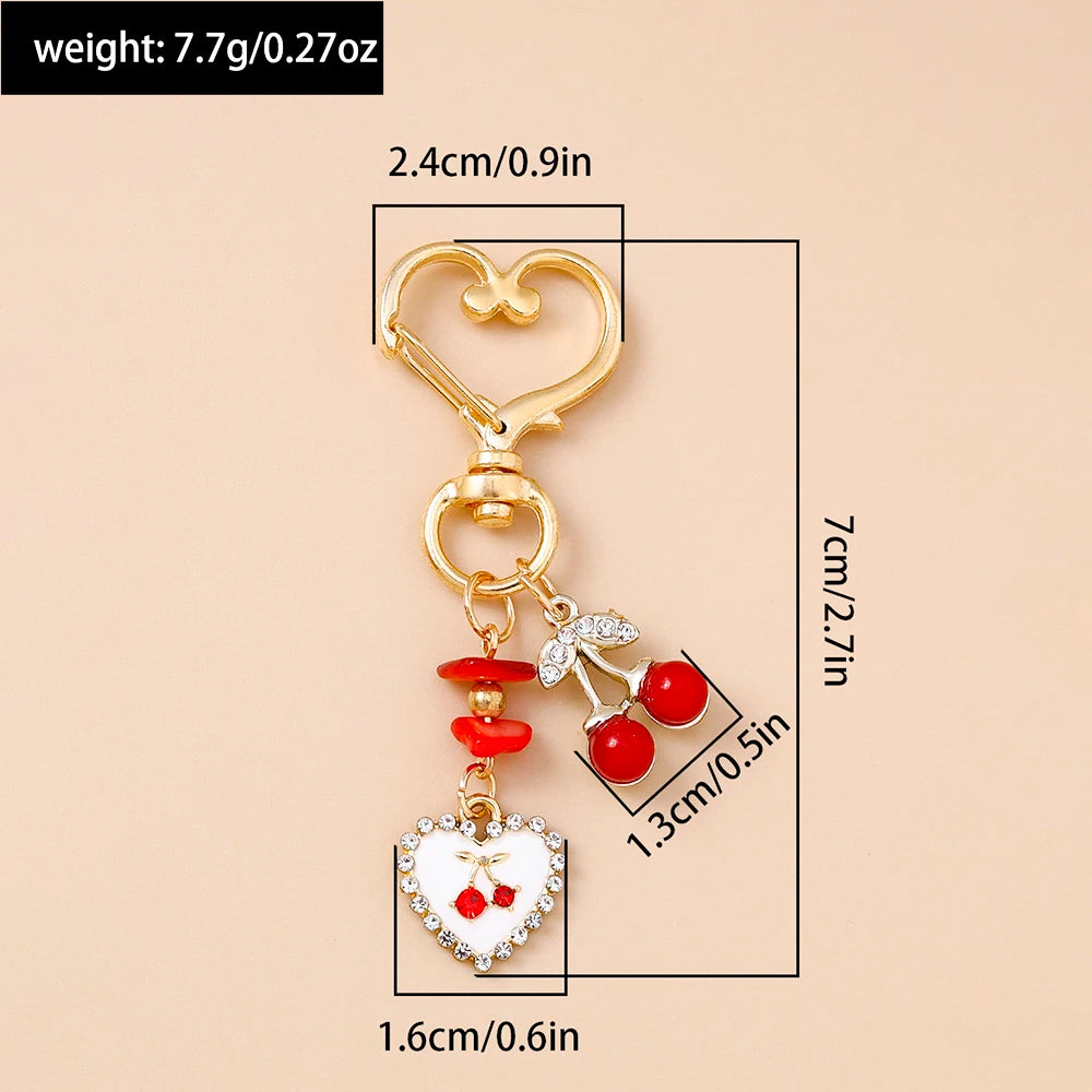 Cute Enamel Flower Butterfly Keychain Women Girls Love Heart Key Ring Pendants Handbag Decor DIY Handmade Jewelry Gifts