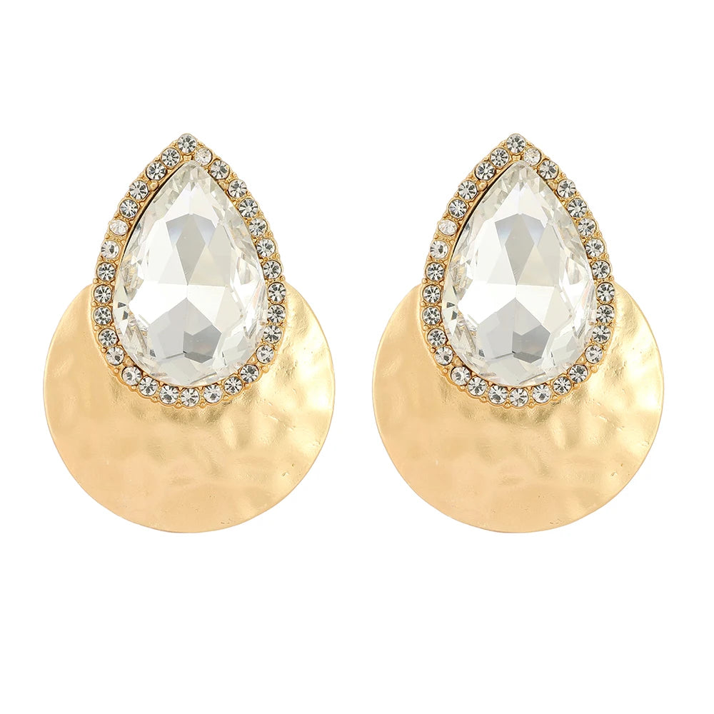 Fashion Elegant Round Metal Big Stud Earrings For Women Classic Design Elegant Ear Accessories Party Prom Statement Fine Jewelry