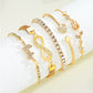 5Pcs Trendy Gold Color Bracelet Set For Women Tulip Butterfly Heart Infinity Charm Tennis Chain Bangle Female Party Jewelry