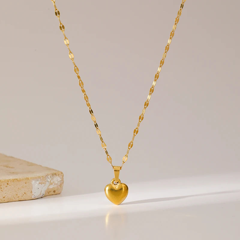 EILIECK 316L Stainless Steel Heart Love Necklace Bracelets Earrings Set For Women New Trendy 18K Gold Plated Waterproof Jewelry