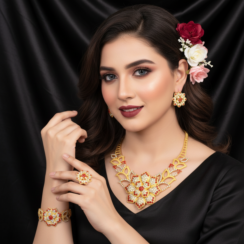 Zenat Dubai 24K Gold Plated Wedding Jewelry Set