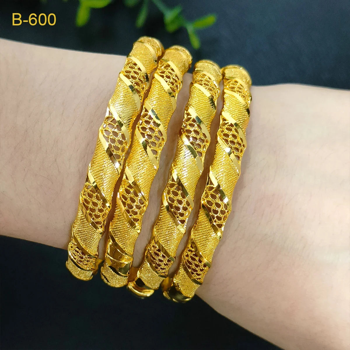 24K Dubai Bangles For Women Ethiopian Africa Fashion Gold Color Saudi Arabia Bride Wedding Bracelet Hand Jewelry Gifts