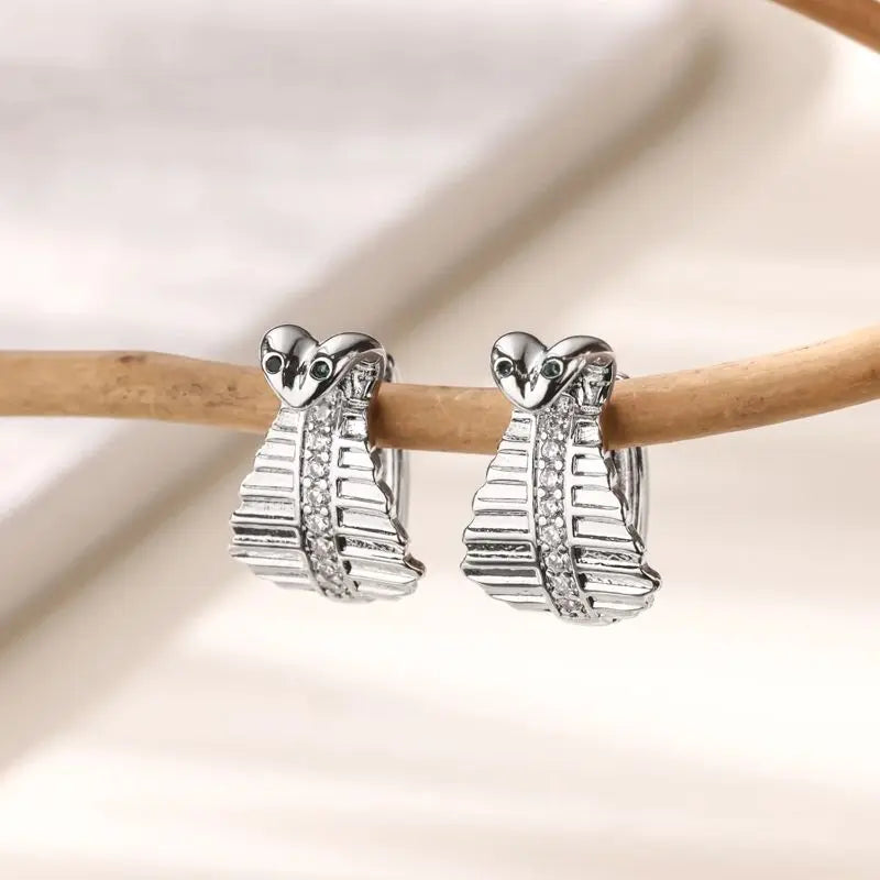 Zircon Geometric Snake Earrings for Women Multi Layered Gold Color Small Hoop Earrings Fashion Ear Piercing Wedding Jewelry