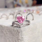 Pink Cubic Zirconia Ring Suitable for Women's Engagement Wedding Luxury Accessories Sparkling Silver Fashion Jewelry