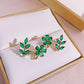 925 Silver Needle Green Flower Earrings For Women Korean Fashion Jewelry 2025 Trending Luxury Zircon Leaf Women's Stud Earrings