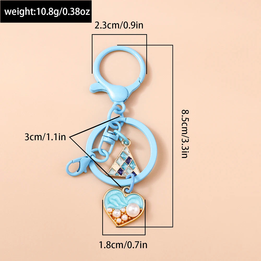 Cute Enamel Flower Butterfly Keychain Women Girls Love Heart Key Ring Pendants Handbag Decor DIY Handmade Jewelry Gifts