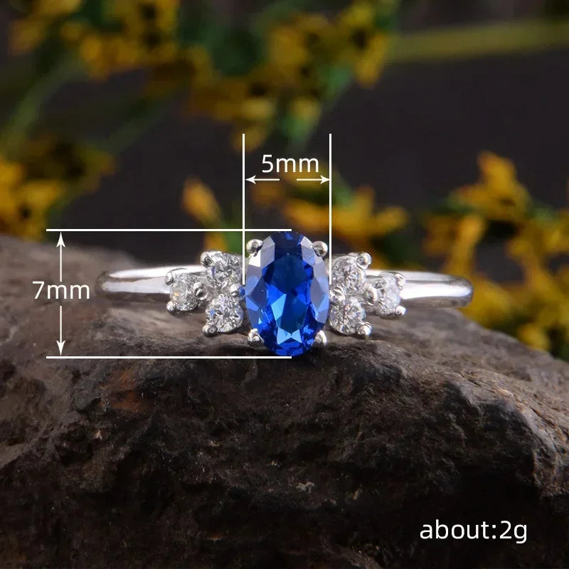 2025 New Blue Cube Zircon Attends Banquet Ring Fashionable, Elegant, High End Women's Bridal Luxury Inlaid Jewelry Accessories