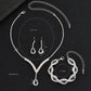 3 Pcs Luxury Rhinestone Bride Jewelry Set for Women Black Water Drop Crystal Earrings Wedding V Necklace Eye Bracelet Fashion-