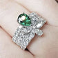 2025 New Luxury High End Party Women's Ring Bright Green Oval Crystal Noble  Retro Style Accessories Gorgeous Gift