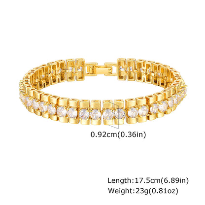 Bracelet 14K Gold Plated Cubic Zirconia Chunky Adjustable