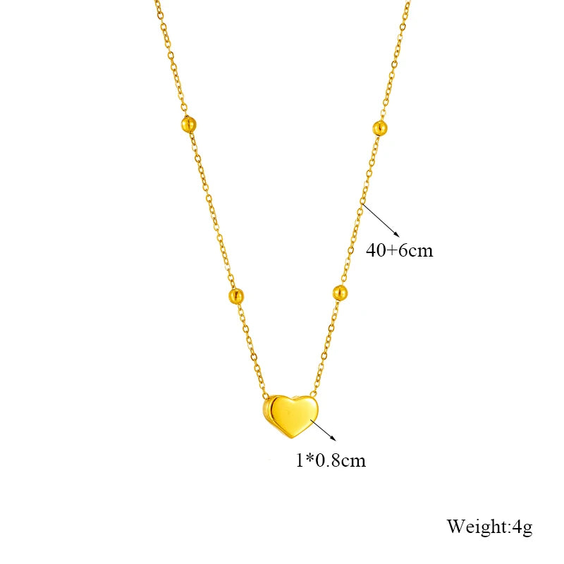 DIEYURO 316L Stainless Steel Gold Color Heart Love Chain Necklace Bracelets For Women Girl New Fashion Non-fading Jewelry Set