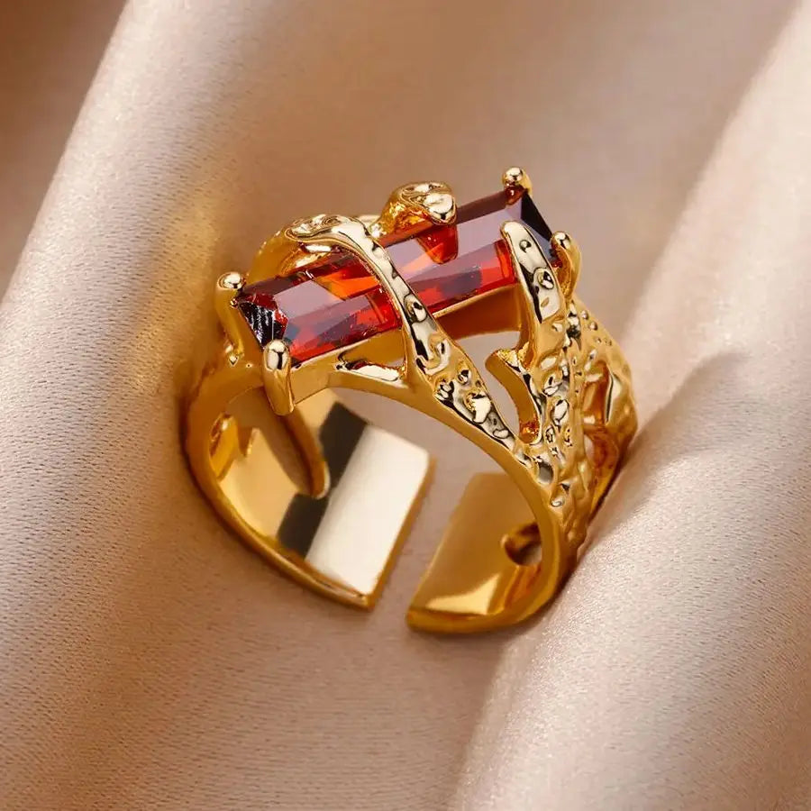 Delicate Colorful Zircon Rings for Women New In Gold Color Wedding Ring Aesthetic Fashion Jewelry Gift anillos mujer