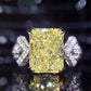 New Elegant Yellow Cubic Zirconia Women Rings Luxury Wedding Anniversary Party Lady's  Accessories Bright Fashion Jewelry