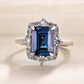 2025 New Blue Cube Zircon Ring Fashionable and Elegant High End Women's Bridal Wedding Luxury Personalized Jewelry Accessories