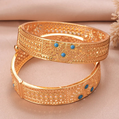Ethiopian Gold Color Bangles for Women African Jewelry Habesha Middle East Girl Wedding bracelets Gift