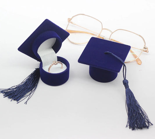 Graduation Bachelor Cap Doctor Hat Ring/Earrings Box