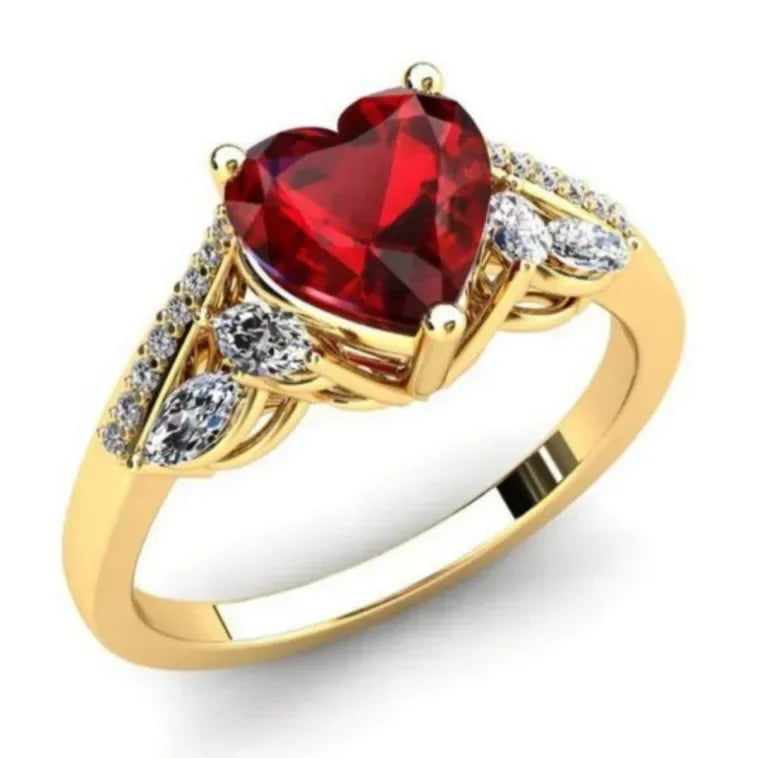 2025 European and American Red Cubic Zirconia Ring, Oval Geometric Fashion Temperament Elegant and Dazzling Jewelry Accessories