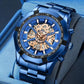 2025 Mens Quartz Watches Top Brand Luxury Stainless Steel Waterproof Hollow Out Blue Big Male Wristwatches Relogio Masculino