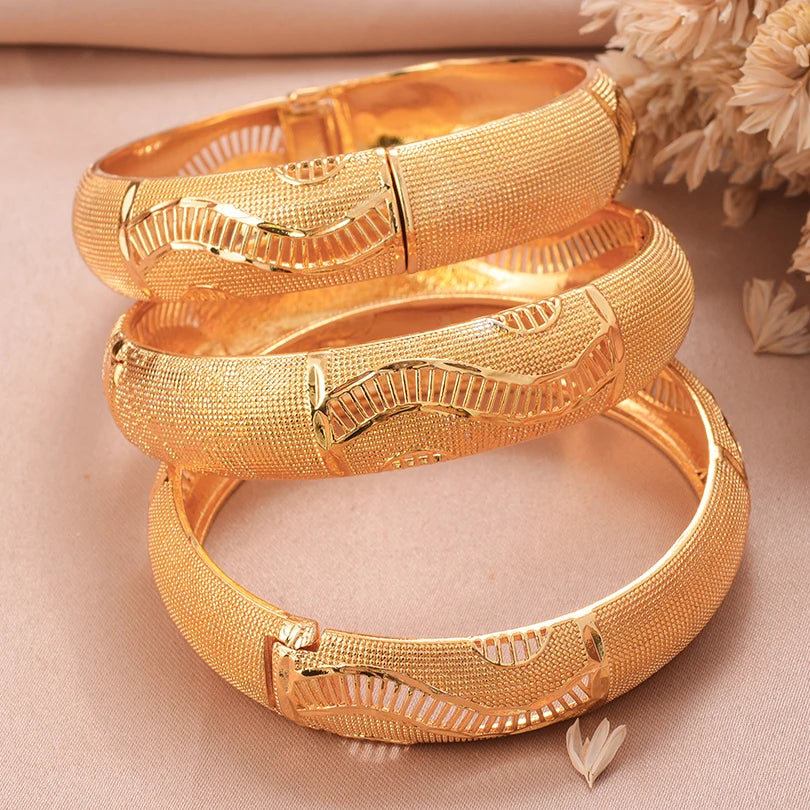 Ethiopian Gold Color Bangles for Women African Jewelry Habesha Middle East Girl Wedding bracelets Gift