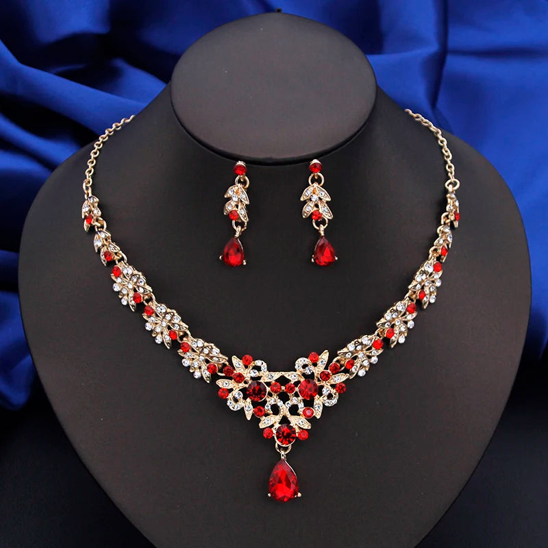 Fashion Choker Necklace Sets for Women Bridal Jewelry Sets Party Prom Wedding Earrings Costume Accessories