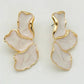 Metal Flower Cream Stud Earrings for Women Fashion Gold Color Plating Irregular Post Earrings Heavy Design Statement Earring