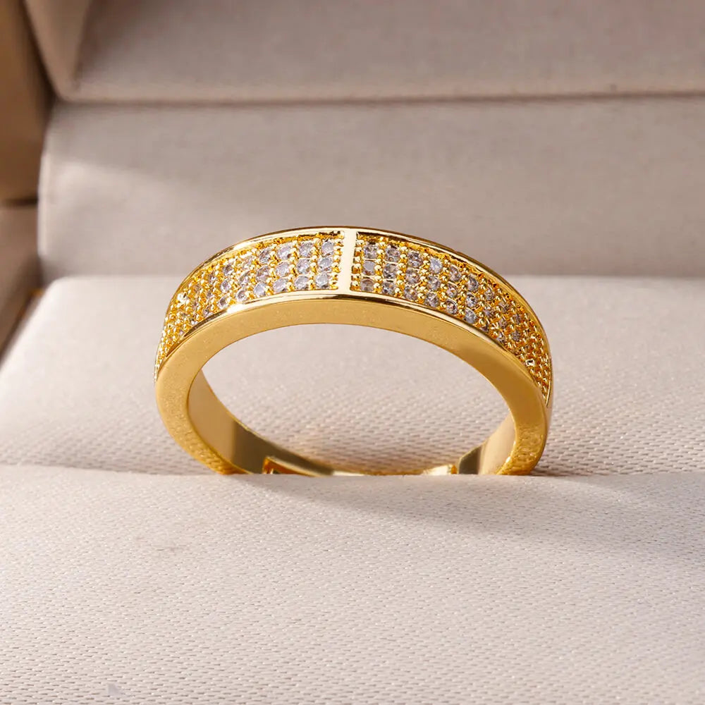 Delicate Colorful Zircon Rings for Women New In Gold Color Wedding Ring Aesthetic Fashion Jewelry Gift anillos mujer